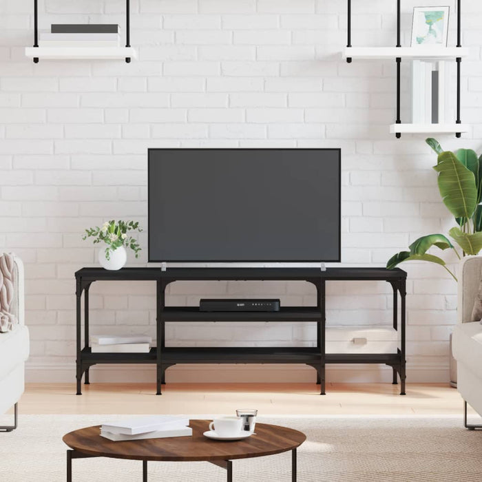 Comodă TV, negru, 121x35x45 cm, lemn prelucrat & fier - WALTI WALTI