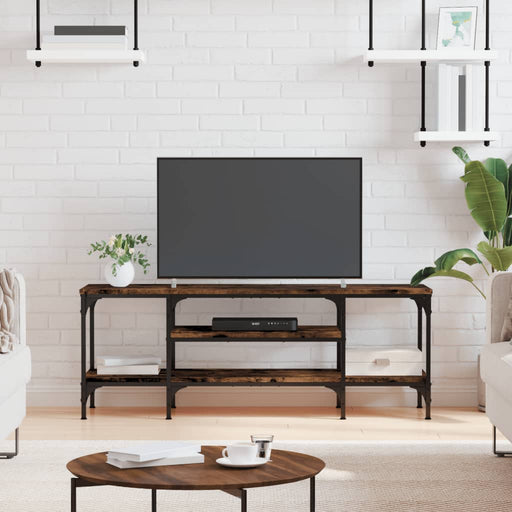 Comodă TV, stejar afumat, 121x35x45 cm, lemn prelucrat & fier - WALTI WALTI