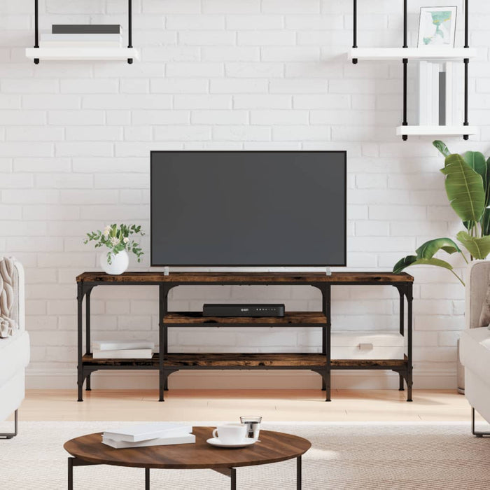 Comodă TV, stejar afumat, 121x35x45 cm, lemn prelucrat & fier - WALTI WALTI