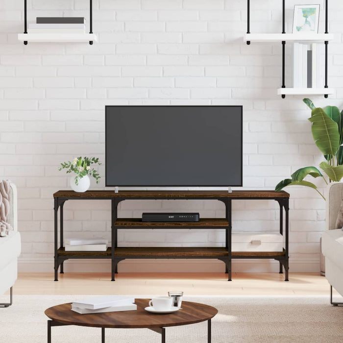 Comodă TV, stejar maro, 121x35x45 cm, lemn prelucrat & fier - WALTI WALTI