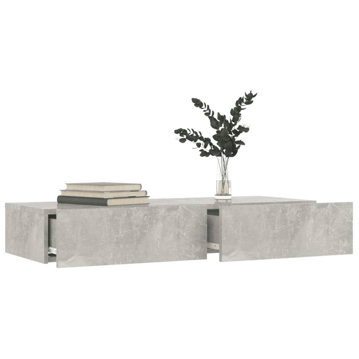 Comodă TV cu lumini LED, gri beton, 90x35x15,5 cm WALTI