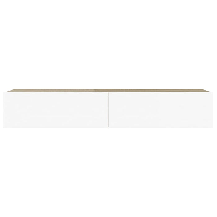 Comodă TV cu lumini LED, alb/stejar sonoma, 90x35x15,5 cm WALTI