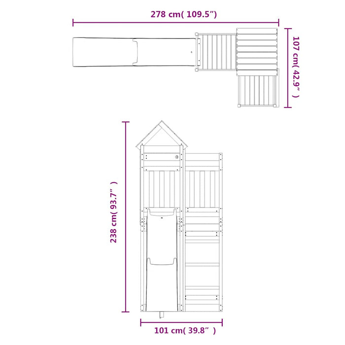 Set de joacă pentru exterior, lemn masiv de pin - WALTI WALTI