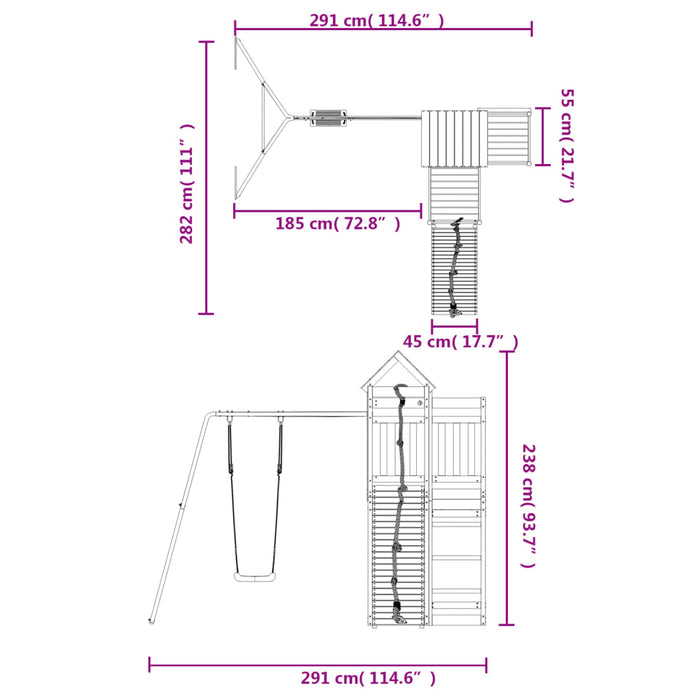 Set de joacă pentru exterior, lemn masiv de pin - WALTI WALTI