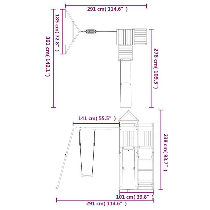 Set de joacă pentru exterior, lemn masiv de pin - WALTI WALTI