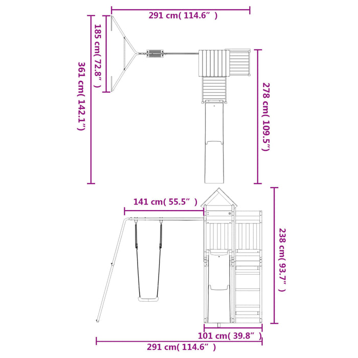 Set de joacă pentru exterior, lemn de pin impregnat - WALTI WALTI