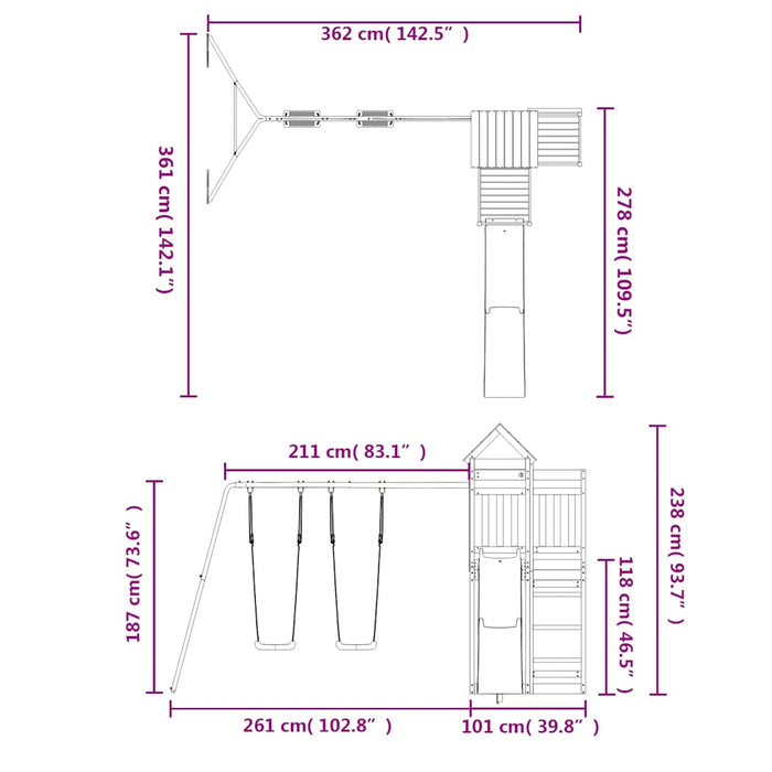 Set de joacă pentru exterior, lemn masiv de pin - WALTI WALTI