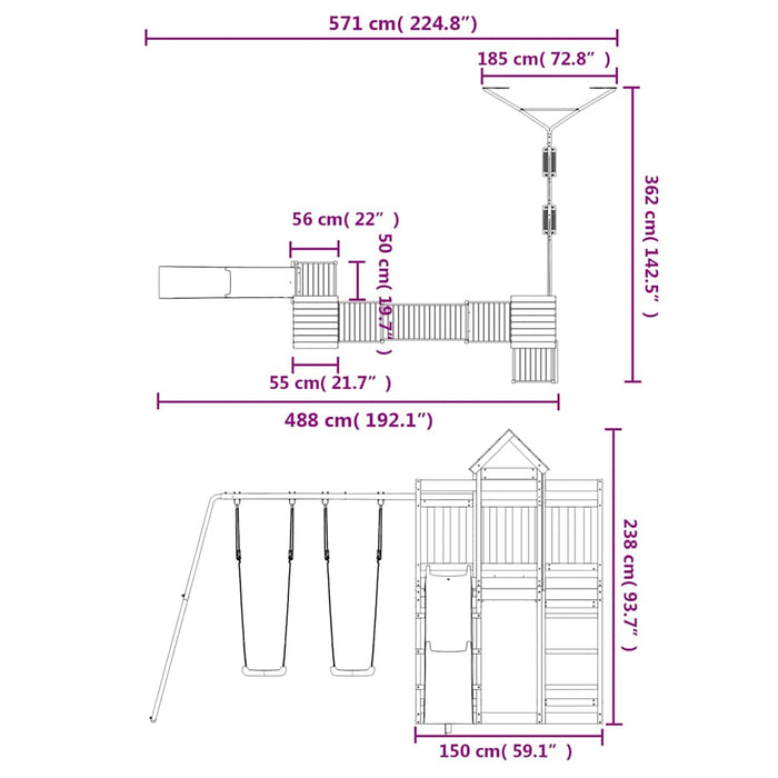 Set de joacă pentru exterior, lemn masiv de pin - WALTI WALTI