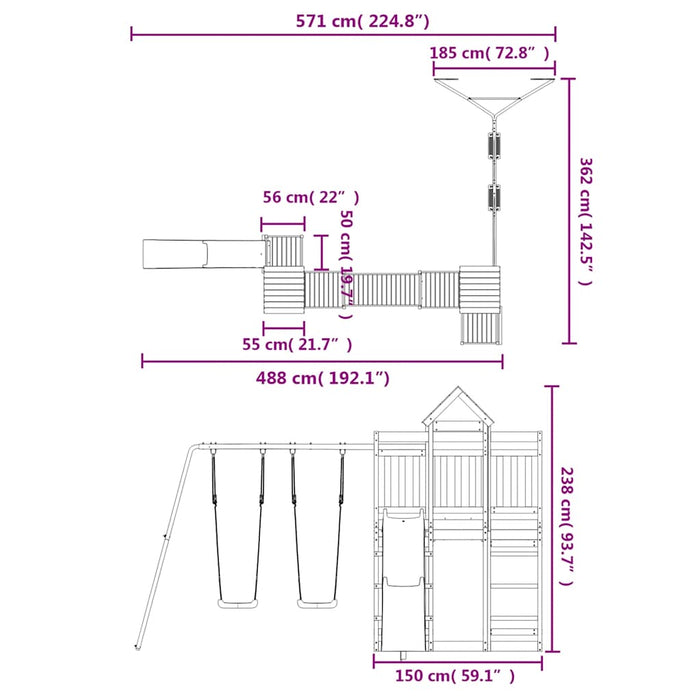 Set de joacă pentru exterior, lemn de pin impregnat - WALTI WALTI