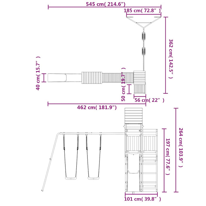 Set de joacă pentru exterior, lemn de pin impregnat - WALTI WALTI