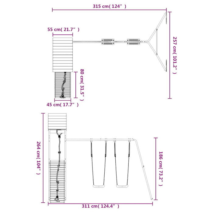 Set de joacă pentru exterior, lemn masiv de pin WALTI