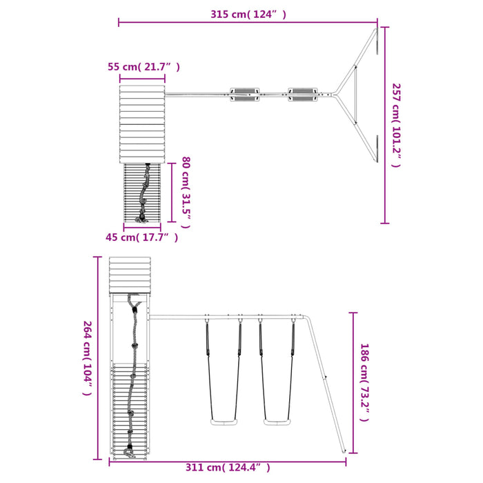 Set de joacă pentru exterior, lemn de pin impregnat - WALTI WALTI
