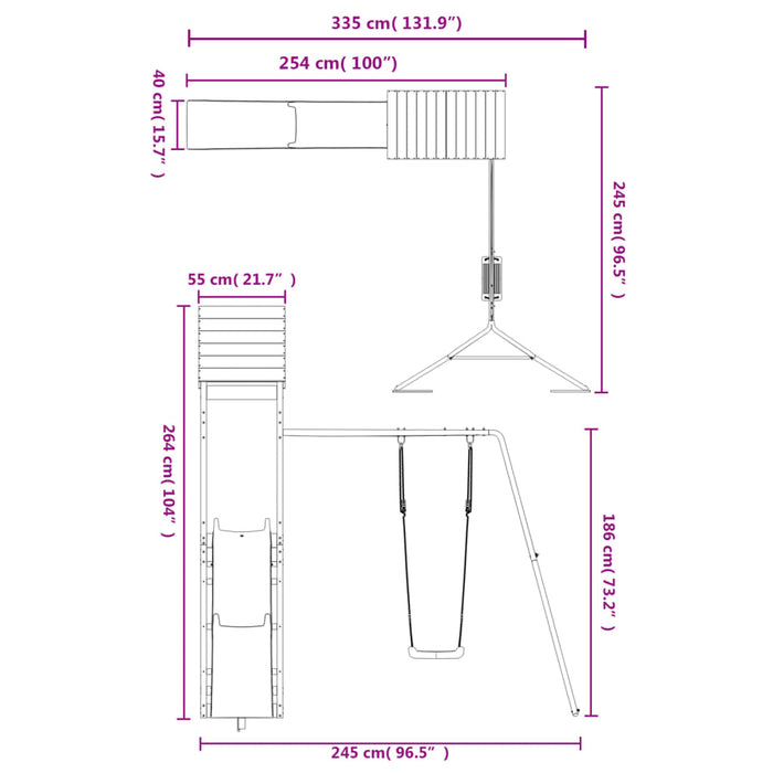 Set de joacă pentru exterior, lemn de pin impregnat - WALTI WALTI