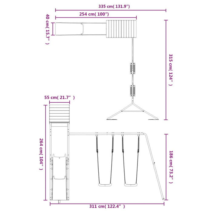 Set de joacă pentru exterior, lemn de pin impregnat - WALTI WALTI
