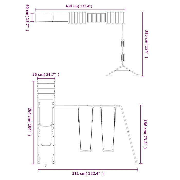 Set de joacă pentru exterior, lemn masiv de pin - WALTI WALTI