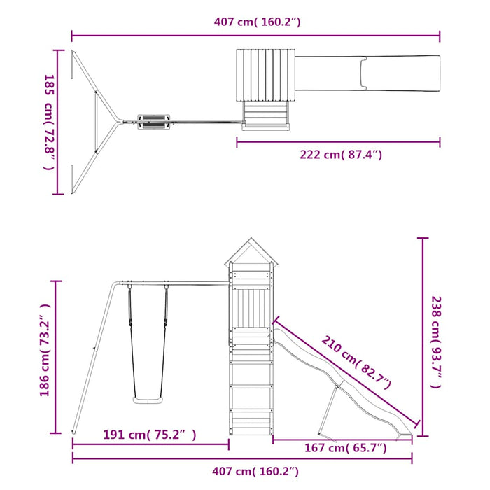 Set de joacă pentru exterior, lemn masiv de pin - WALTI WALTI