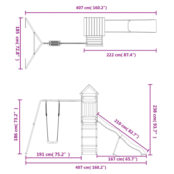 Set de joacă pentru exterior, lemn de pin impregnat - WALTI WALTI