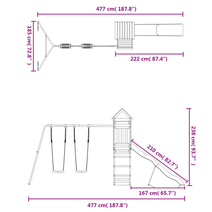 Set de joacă pentru exterior, lemn de pin impregnat - WALTI WALTI