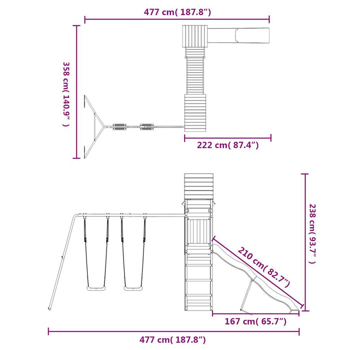 Set de joacă pentru exterior, lemn masiv de pin - WALTI WALTI