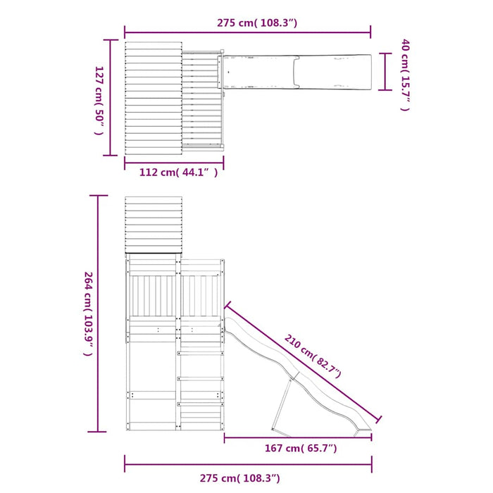 Set de joacă pentru exterior, lemn masiv de pin - WALTI WALTI