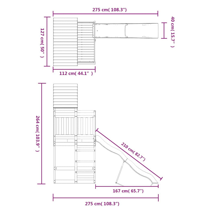 Set de joacă pentru exterior, lemn de pin impregnat - WALTI WALTI
