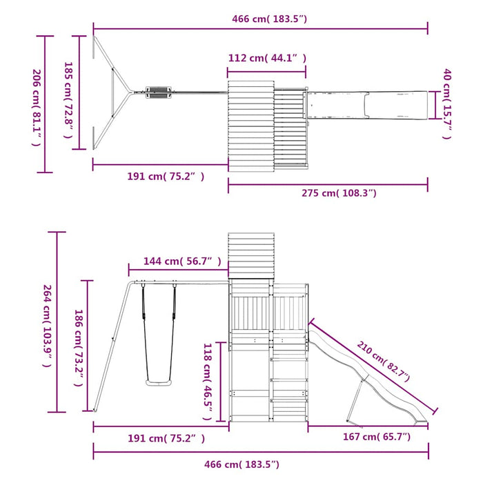 Set de joacă pentru exterior, lemn de pin impregnat - WALTI WALTI