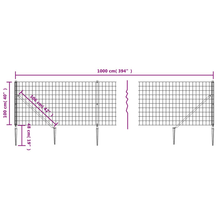 Gard plasă de sârmă cu țăruși de fixare, verde, 1x10 m WALTI