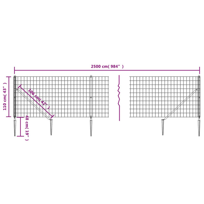 Gard plasă de sârmă cu țăruși de fixare, verde, 1,1x25 m - WALTI WALTI