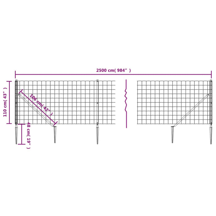 Gard plasă de sârmă cu țăruși de fixare, verde, 1,1x25 m WALTI