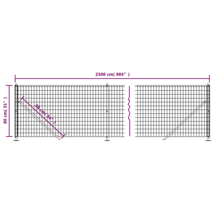 Gard plasă de sârmă cu bordură, verde, 0,8x25 m - WALTI WALTI