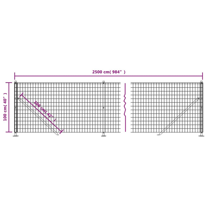Gard plasă de sârmă cu bordură, verde, 1x25 m WALTI