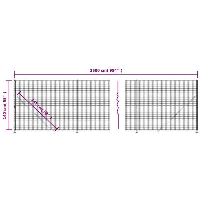 Gard plasă de sârmă cu bordură, verde, 1,4x25 m - WALTI WALTI