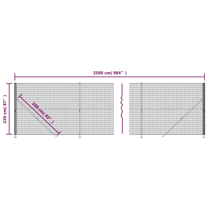 Gard plasă de sârmă cu bordură, verde, 2,2x25 m - WALTI WALTI