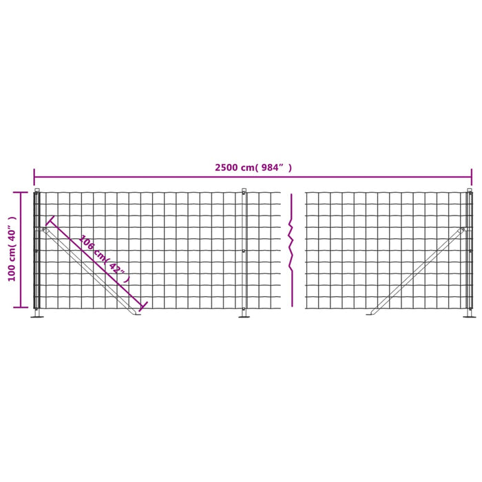 Gard plasă de sârmă cu bordură, verde, 1x25 m - WALTI WALTI