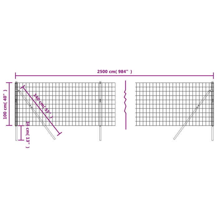 Gard plasă de sârmă, antracit, 1x25 m, oțel galvanizat - WALTI WALTI