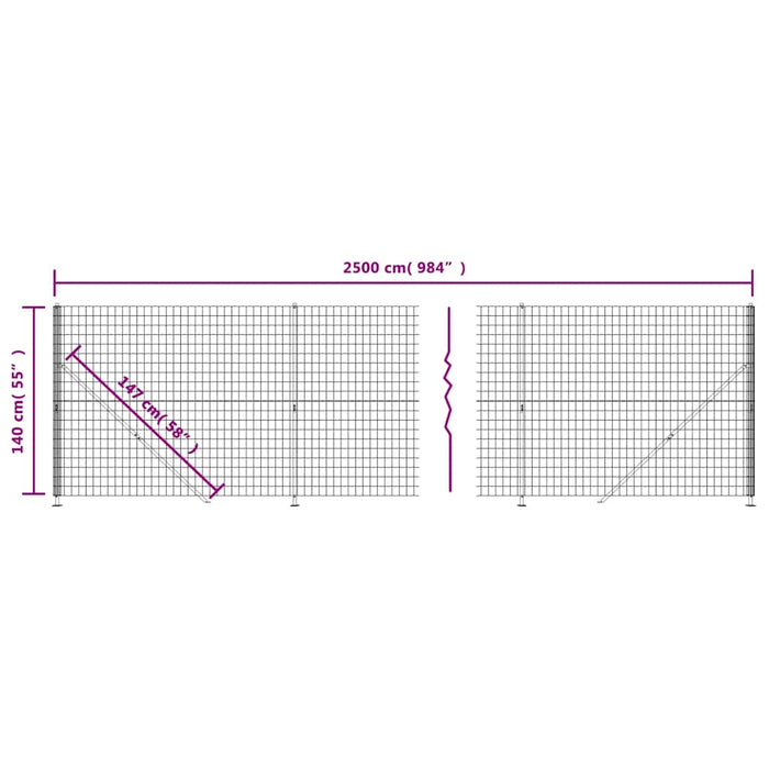Gard plasă de sârmă cu bordură, antracit, 1,4x25 m - WALTI WALTI