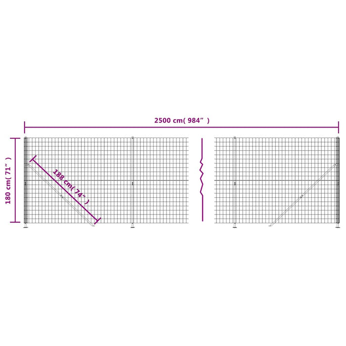 Gard plasă de sârmă cu bordură, antracit, 1,8x25 m WALTI