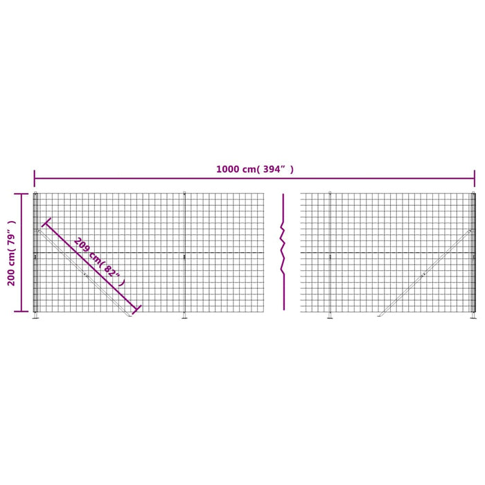 Gard plasă de sârmă cu bordură, antracit, 2x10 m - WALTI WALTI