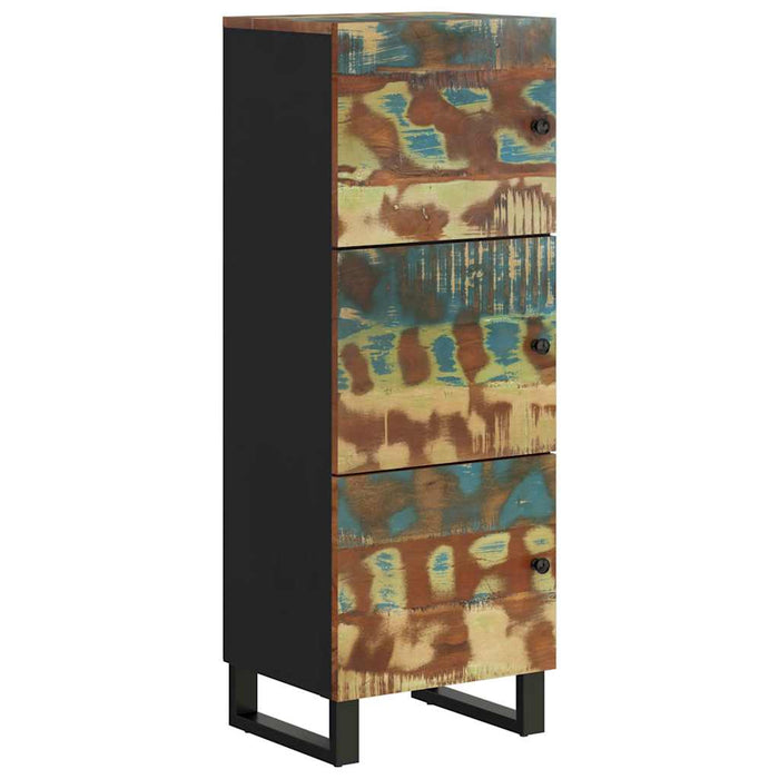 Dulap înalt cu 3 uși, 40x33x110 cm, lemn masiv recuperat & fier WALTI
