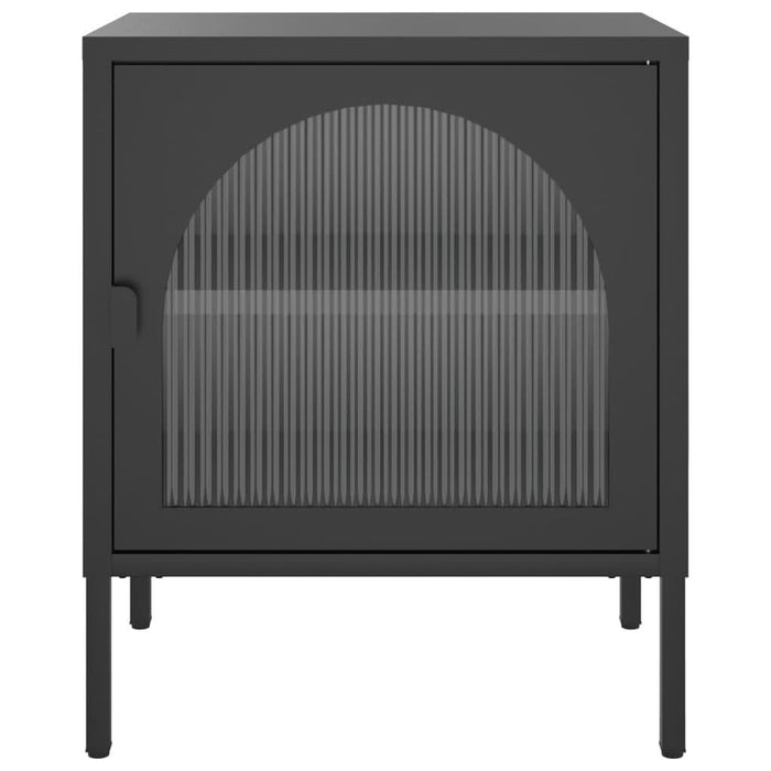Noptieră, negru, 50x35x60 cm, sticlă și oțel - WALTI WALTI