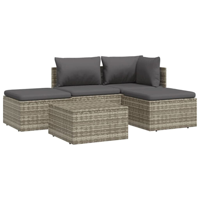 Set mobilier de grădină cu perne, 5 piese, gri, poliratan - WALTI WALTI