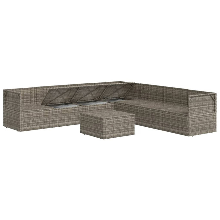 Set mobilier de grădină cu perne, 8 piese, gri, poliratan WALTI