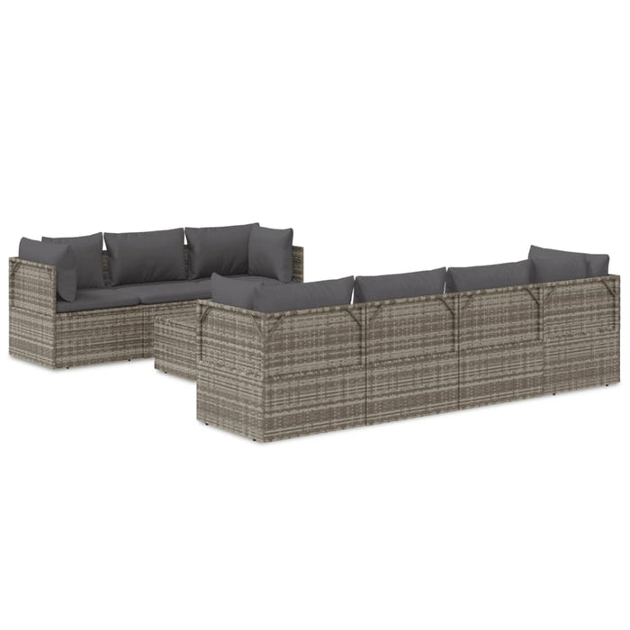 Set mobilier de grădină cu perne, 8 piese, gri, poliratan WALTI
