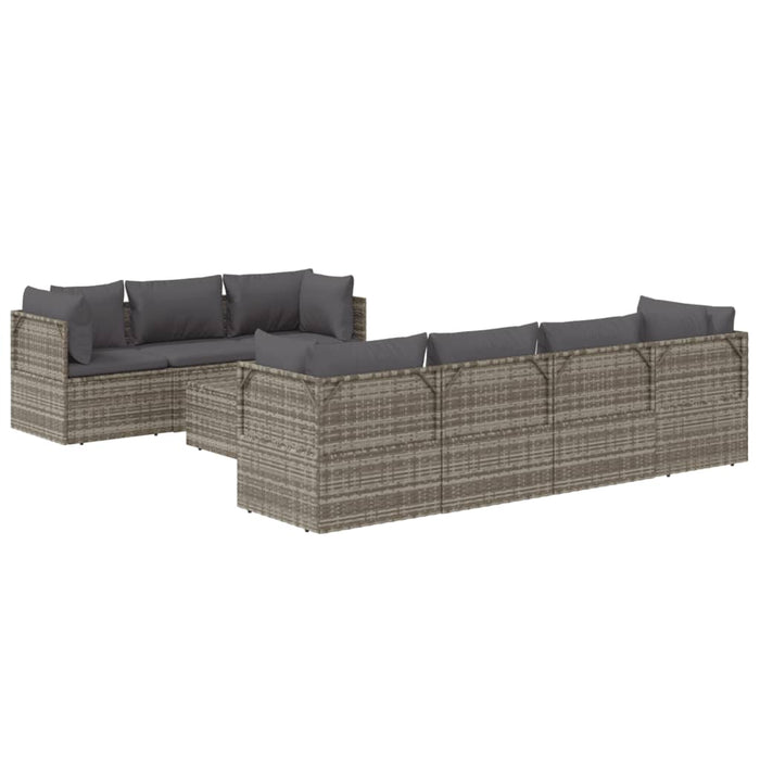 Set mobilier de grădină cu perne, 8 piese, gri, poliratan WALTI