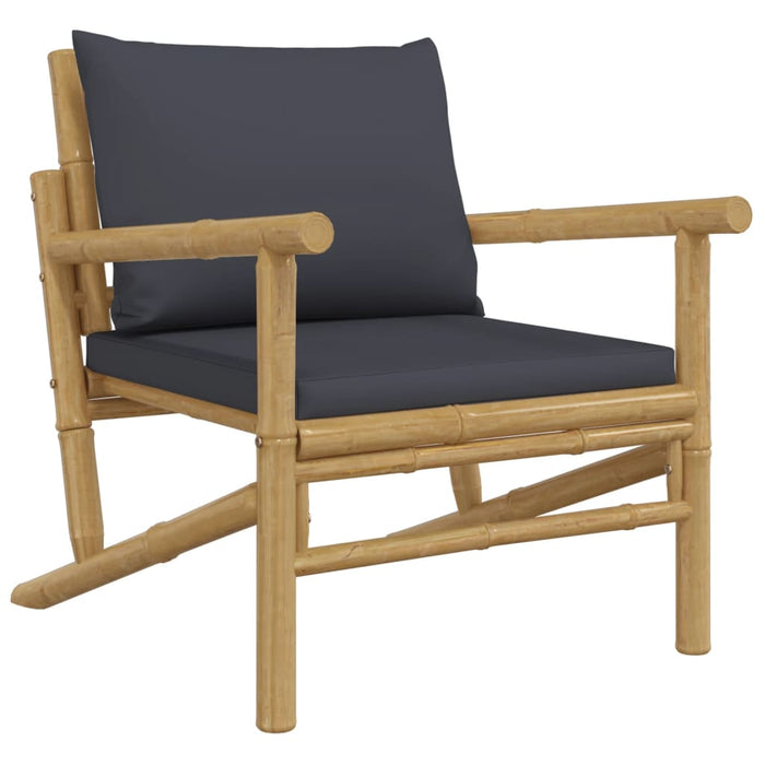 Set mobilier de grădină cu perne gri închis, 4 piese, bambus - WALTI WALTI