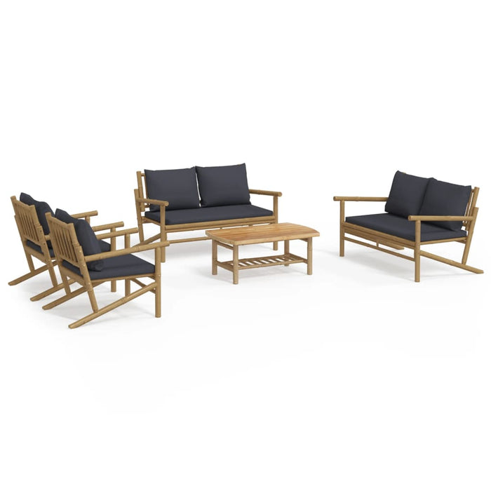 Set mobilier de grădină cu perne gri închis, 5 piese, bambus - WALTI WALTI