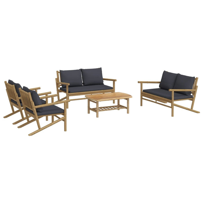 Set mobilier de grădină cu perne gri închis, 5 piese, bambus - WALTI WALTI