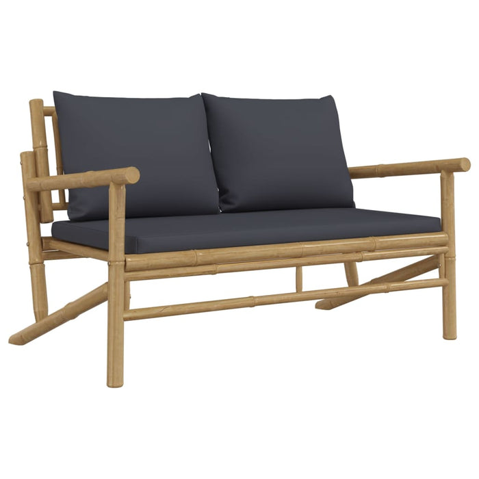 Set mobilier de grădină cu perne gri închis, 5 piese, bambus - WALTI WALTI