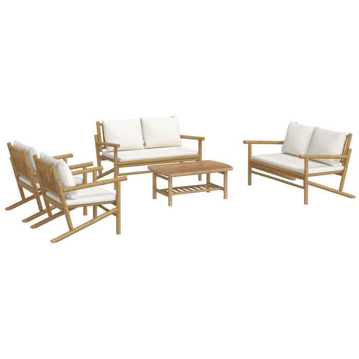 Set mobilier de grădină cu perne alb crem, 2 piese, bambus - WALTI WALTI
