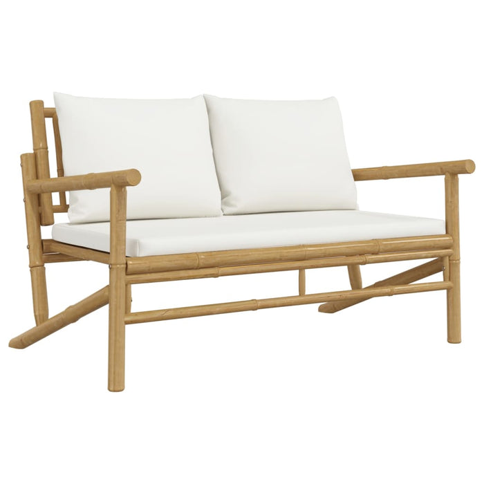 Set mobilier de grădină cu perne alb crem, 2 piese, bambus - WALTI WALTI
